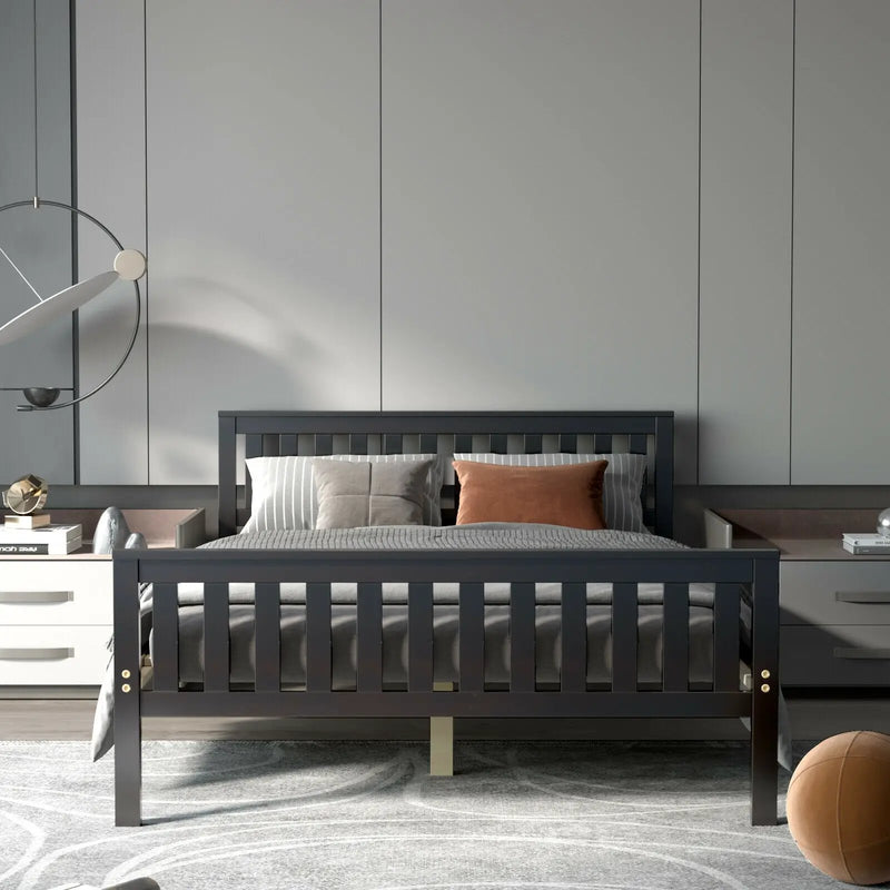 Full Size Wood Platform Bed with Headboard by DirectDeals
