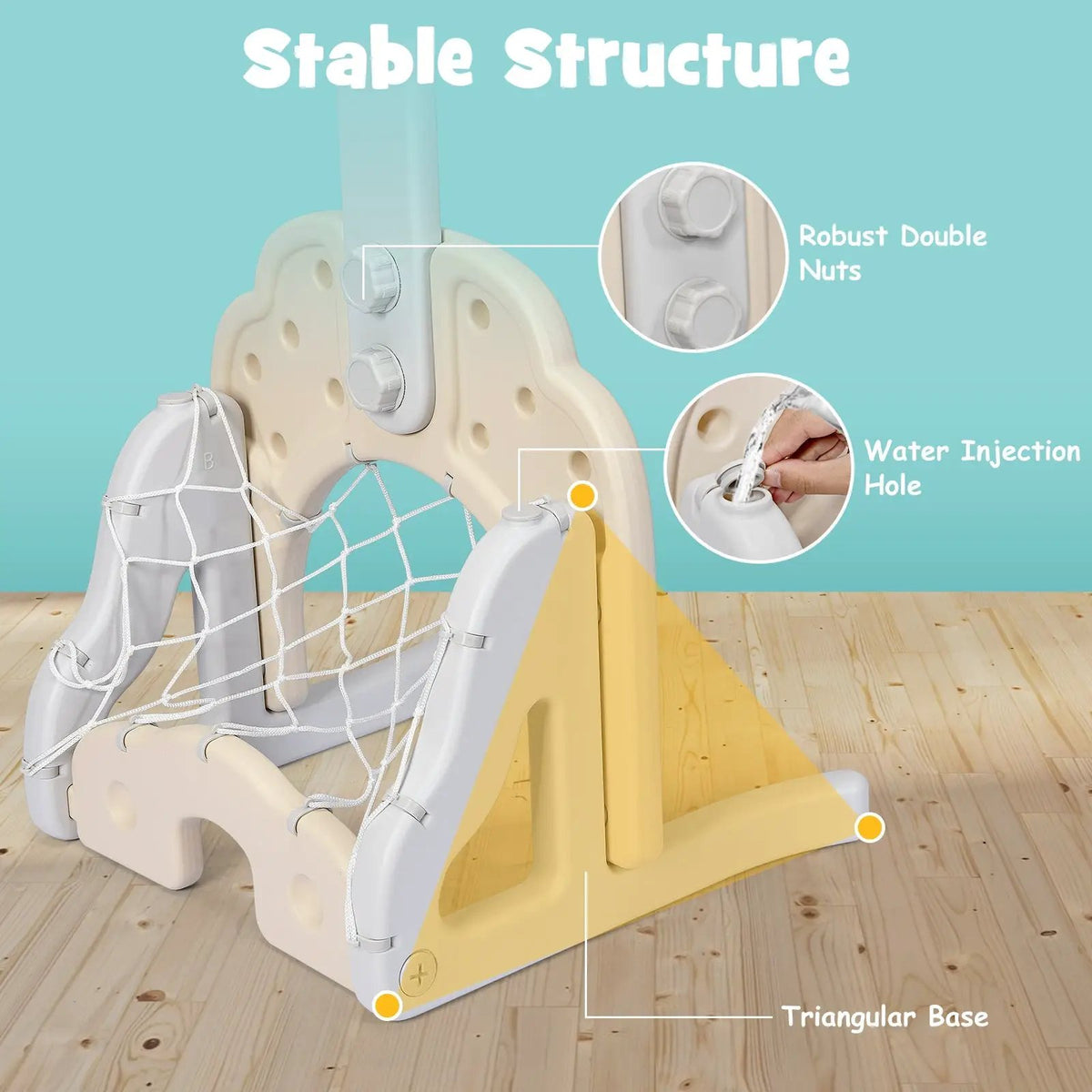 3-in-1 Adjustable Kids Basketball Hoop Sports Set, photo 8 of 9