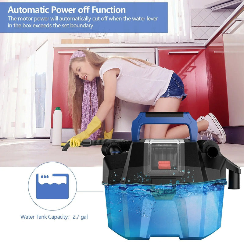 18V Wet Dry Vacuum 2.7 Gal 4 Peak HP Cordless Shop Vac 2.0 AH Battery-Blue by DirectDeals