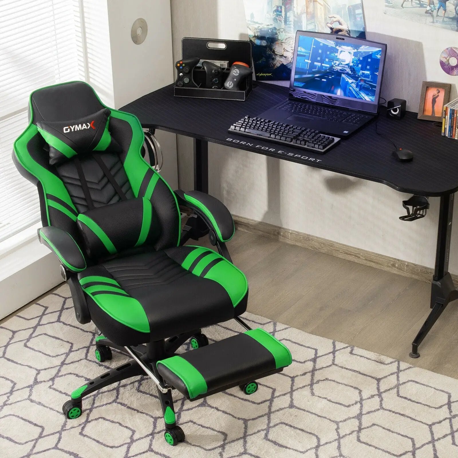 Adjustable Gaming Chair with Footrest by DirectDeals