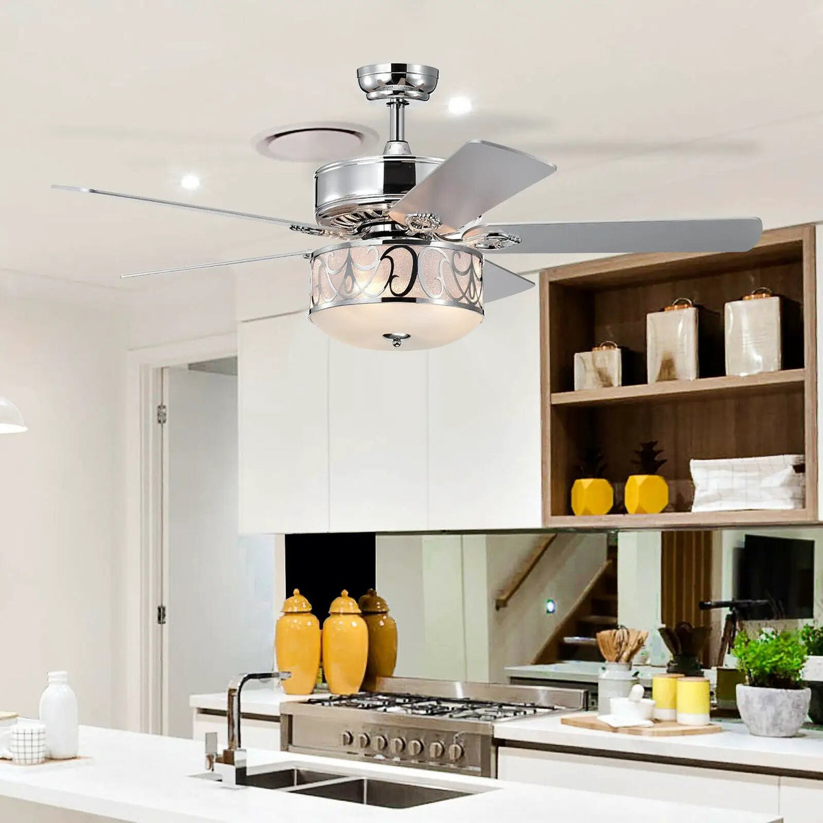 52 Inch Ceiling Fan with Light Reversible Blade and Adjustable Speed, photo 3 of 16