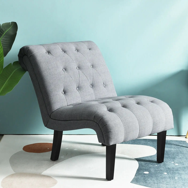 Cotton Linen Fabric Armless Accent Chair with Adjustable Foot Pads by DirectDeals