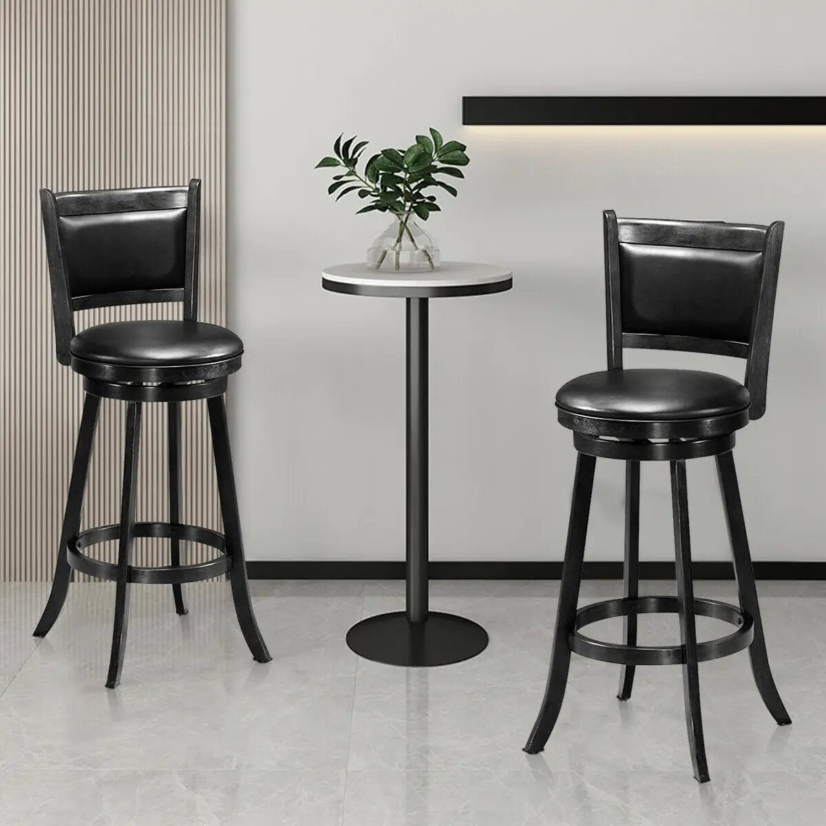 Set of 2 29 Inch Swivel Bar Height Stool Wood Dining Chair Barstool, photo 6 of 10
