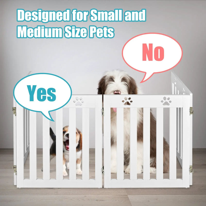 24 Inch Folding Wooden Freestanding Pet Gate Dog Gate with 360¬∞ Hinge by DirectDeals