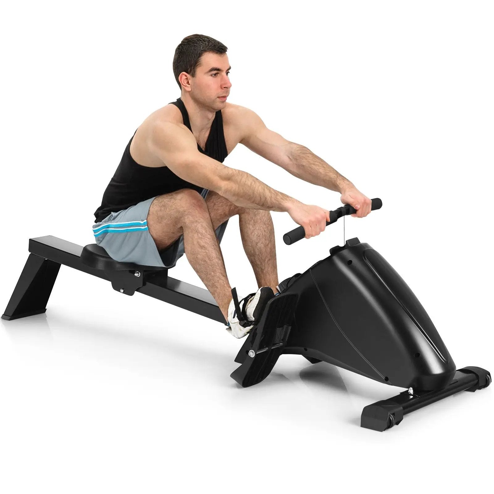 Foldable Magnetic Quiet Operated Fitness Rowing Machine with 10 Level Adjustable Resistance by DirectDeals