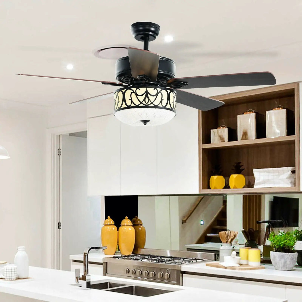 52 Inch Ceiling Fan with Light Reversible Blade and Adjustable Speed, photo 4 of 16