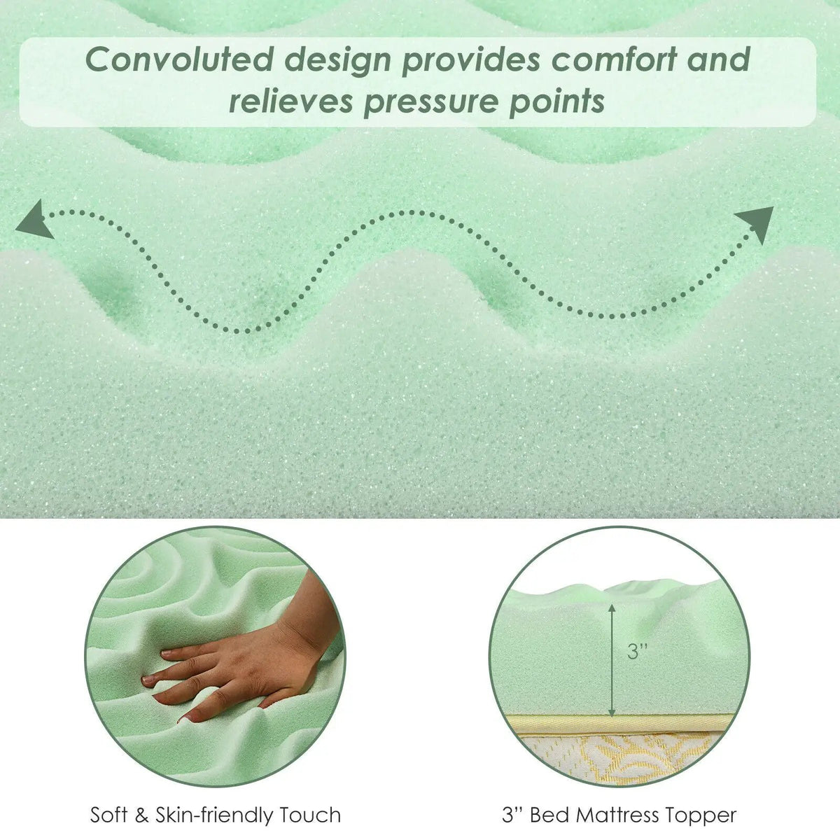 3 Inch Comfortable Mattress Topper Cooling Air Foam, photo 17 of 32