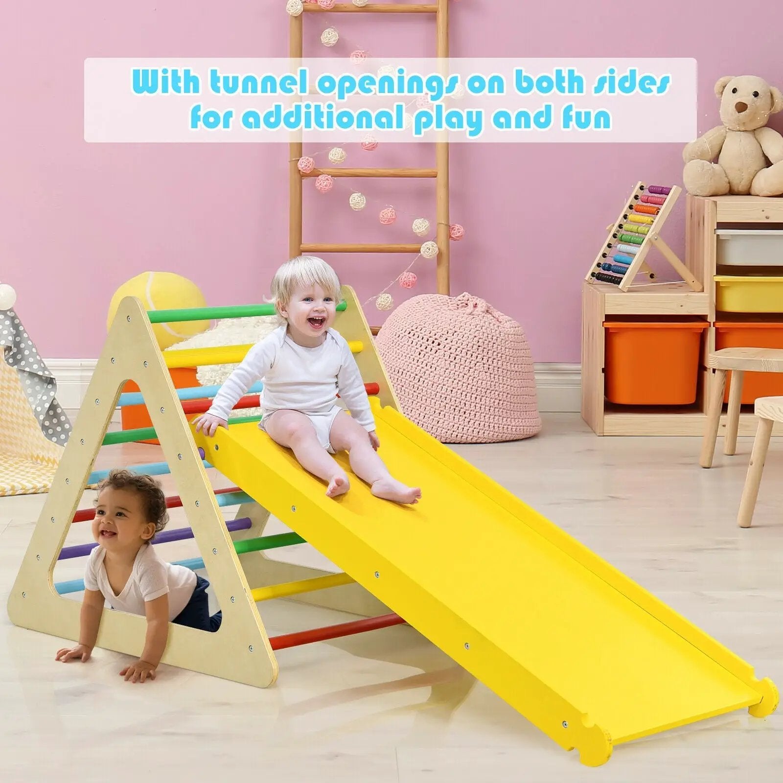 5 in 1 Kids Triangle Climber Play Gym Set with 2 Ramps by DirectDeals