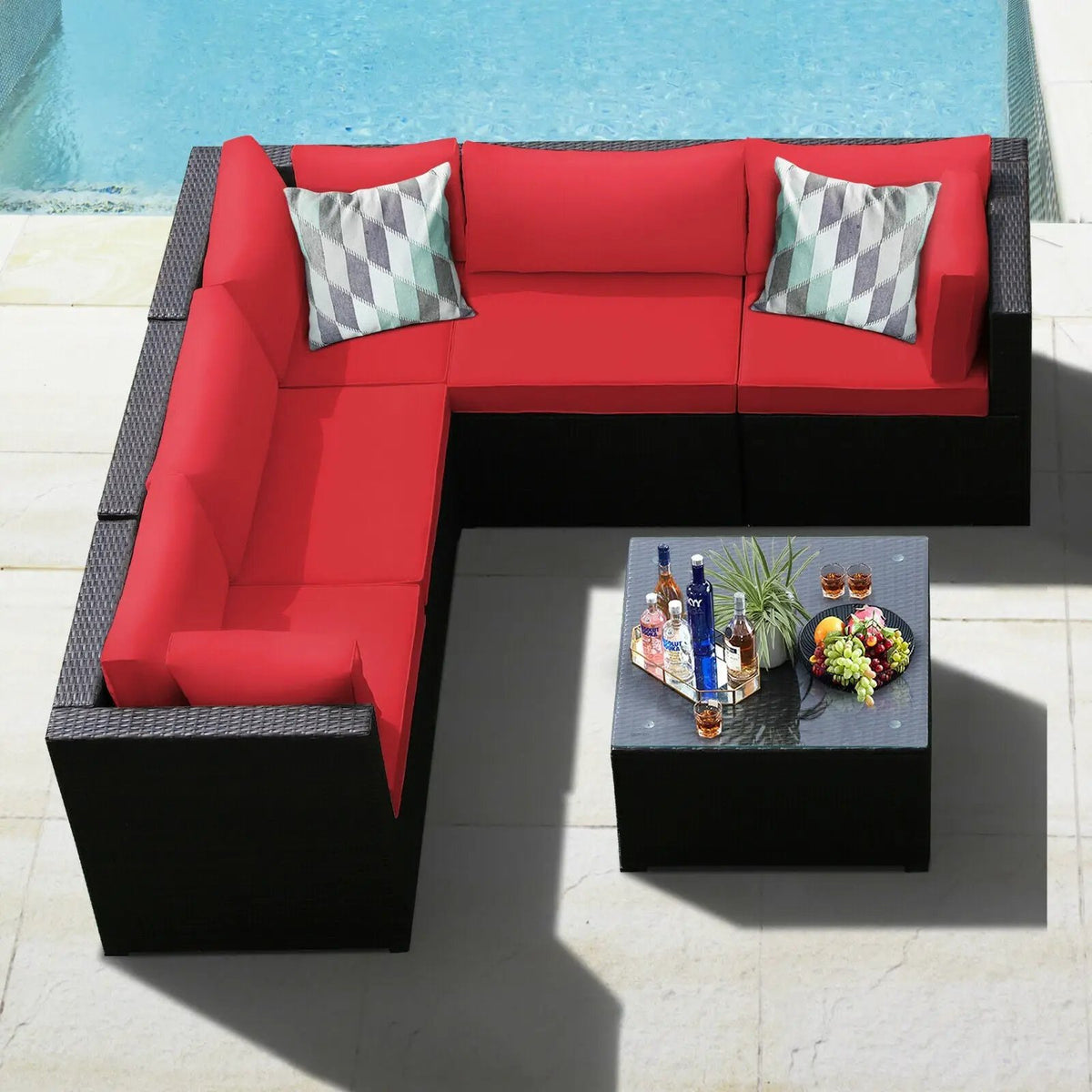 6 Pieces Patio Furniture Sofa Set with Cushions for Outdoor, photo 26 of 40