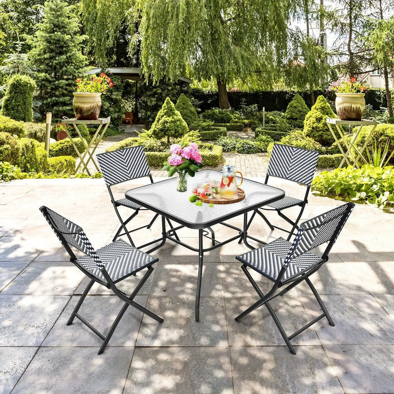 Set of 4 Patio Folding Rattan Dining Chairs for Camping and Garden by DirectDeals