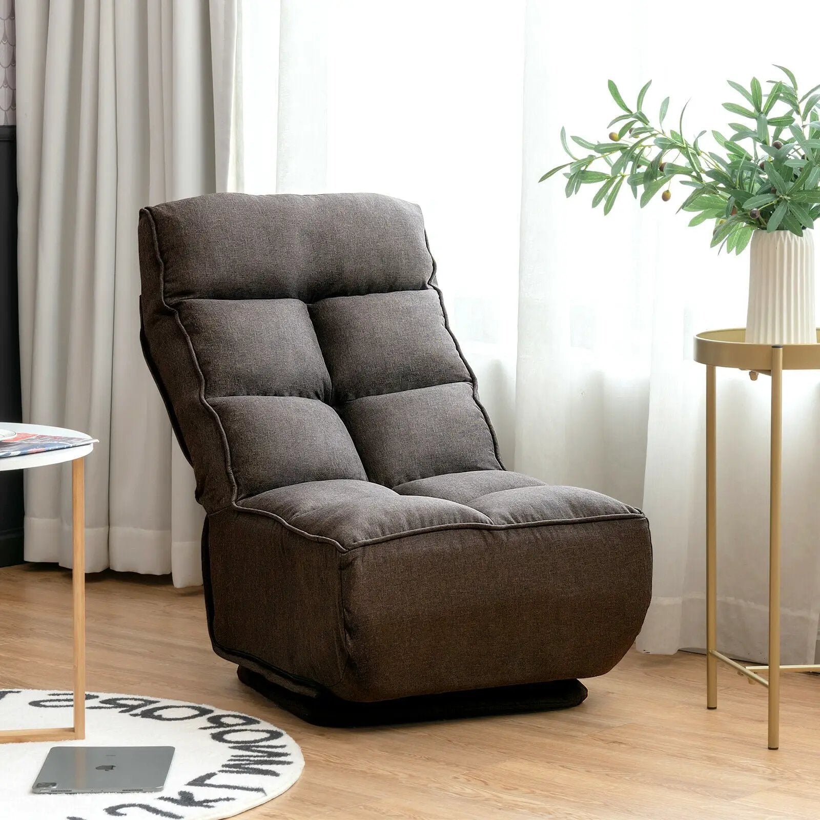 360-Degree Swivel Folding Floor Chair with 6 Adjustable Positions by DirectDeals