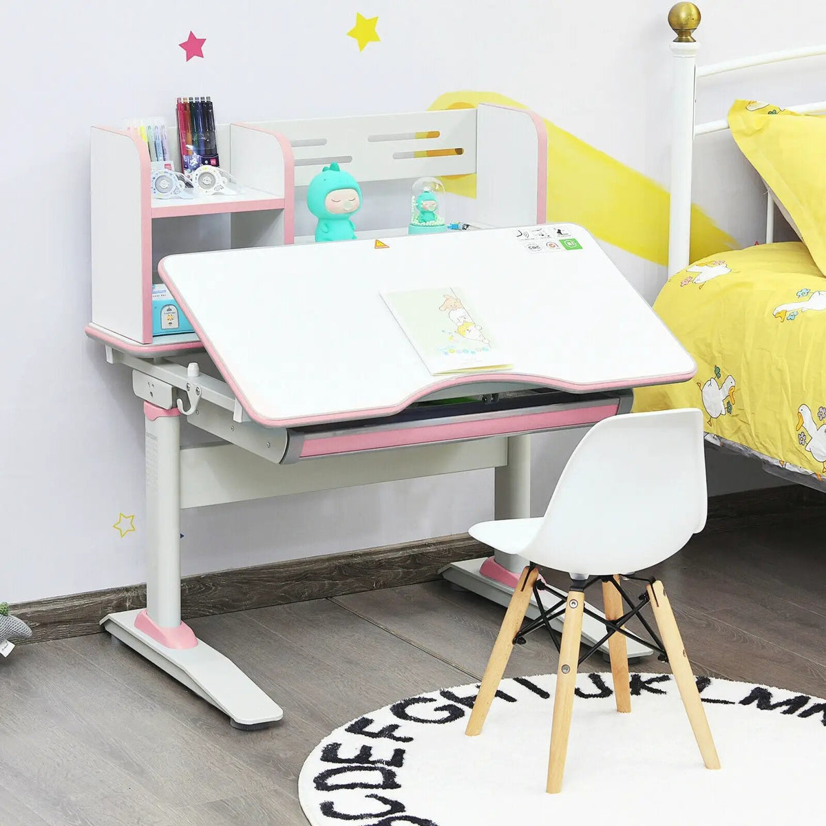 Kids Multifunctional Writing Desk with Tilt Desktop and Book Shelf, photo 13 of 16