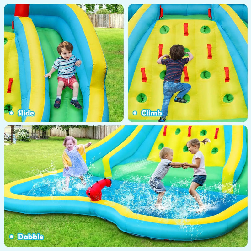 Inflatable Water Park Bounce House with Double Slide and Climbing Wall with 735W Blower by DirectDeals