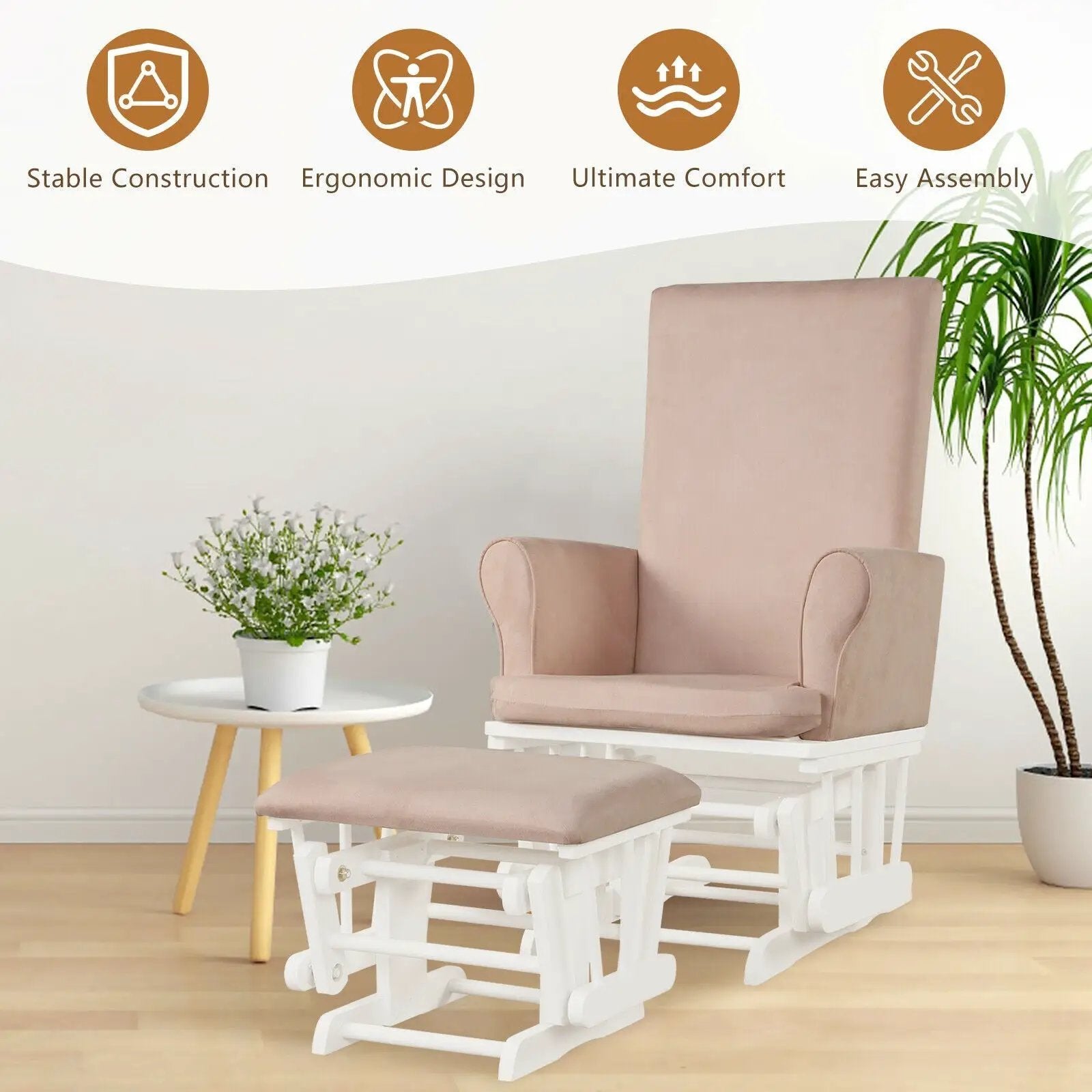 Baby Nursery Relax Rocker Rocking Chair Glider and Ottoman Cushion Set by DirectDeals