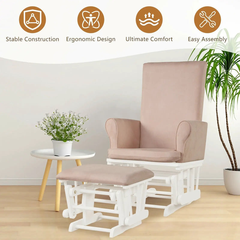Baby Nursery Relax Rocker Rocking Chair Glider and Ottoman Cushion Set by DirectDeals