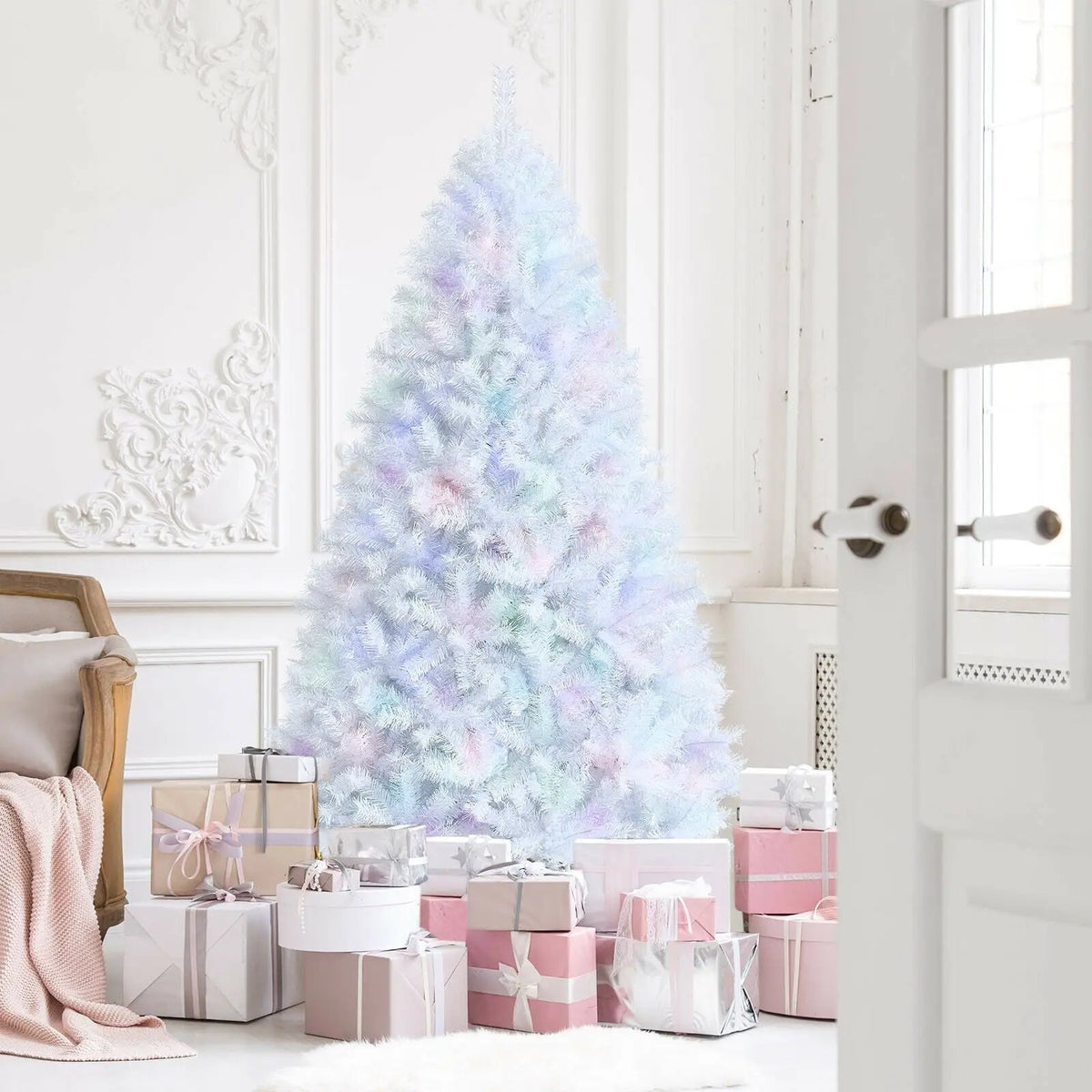8 Feet Artificial Christmas Tree with 1636 Iridescent Branch Tips, photo 5 of 16