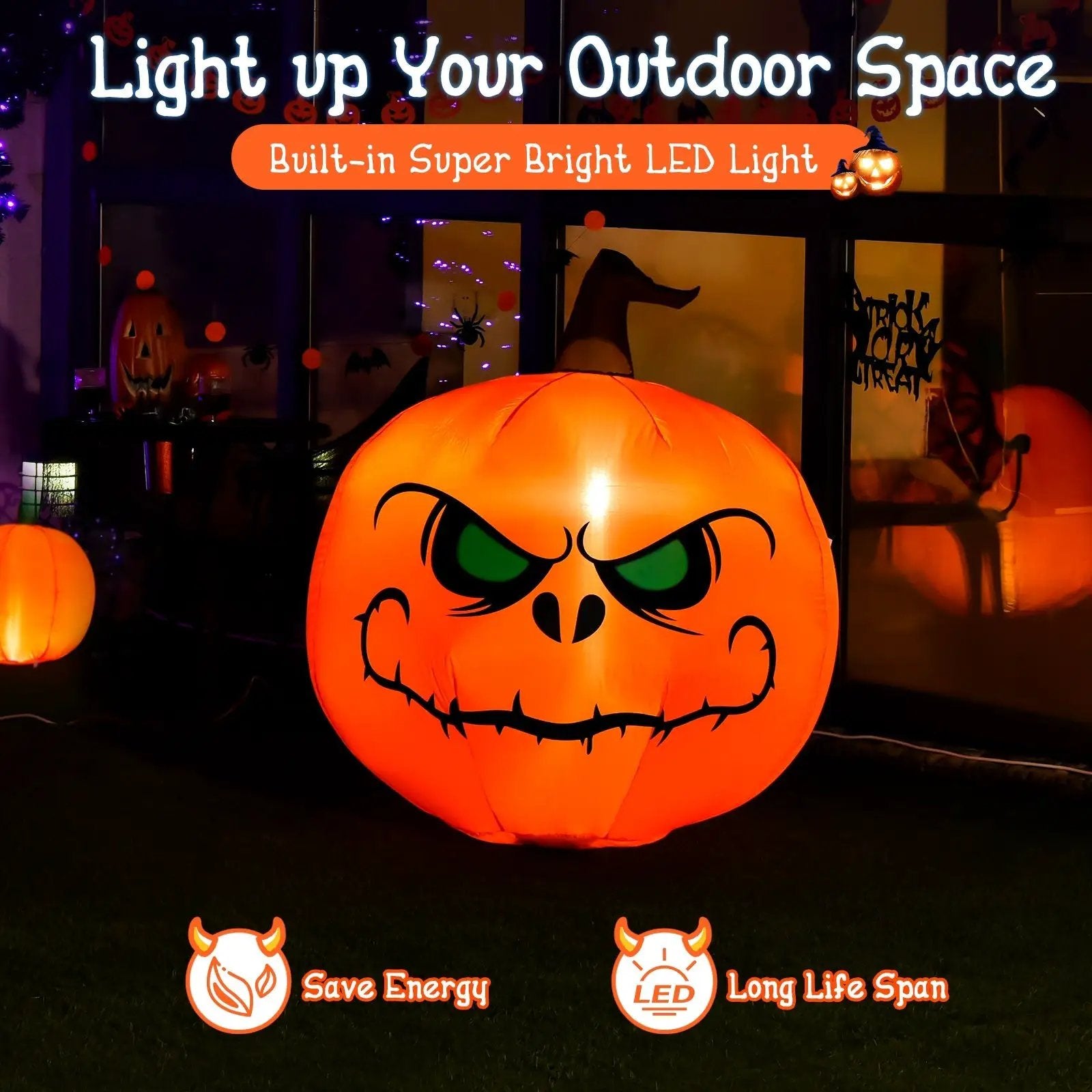 4 Feet Halloween Inflatable Pumpkin with Build-in LED Light by DirectDeals