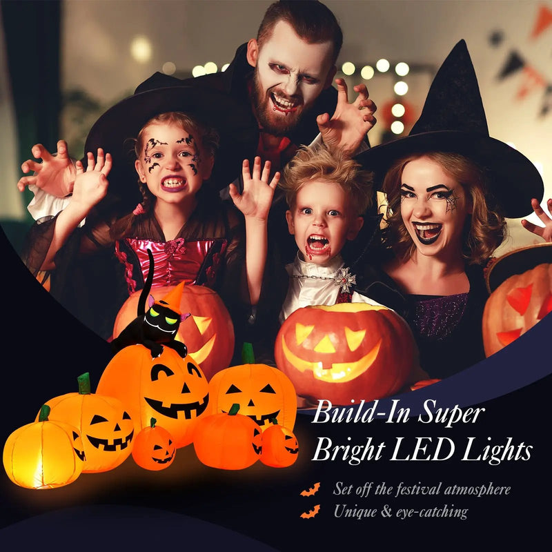Halloween 7.5 Feet Inflatable Pumpkin Combo with Witch Black Cat by DirectDeals