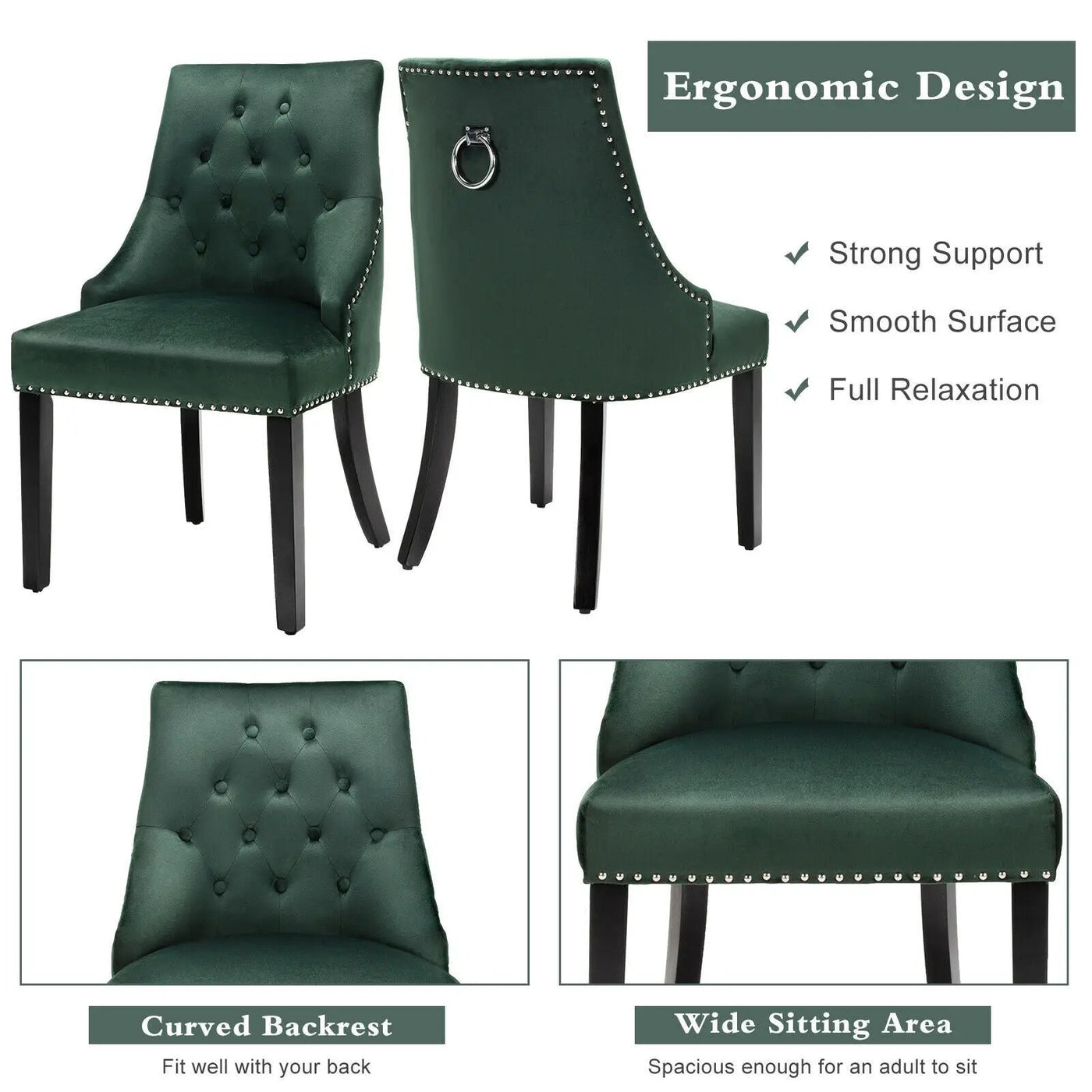 Modern Upholstered Button-Tufted Dining Chair with Naild Trim by DirectDeals