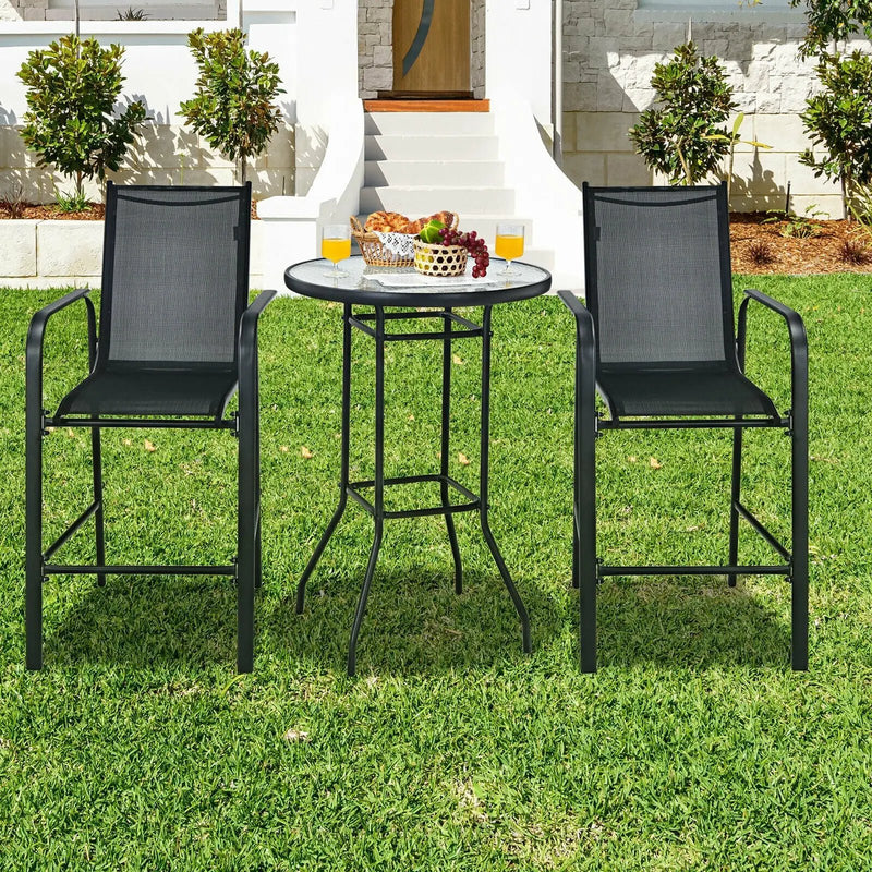 3 Pieces Outdoor Patio Bar Table Stool Set by DirectDeals