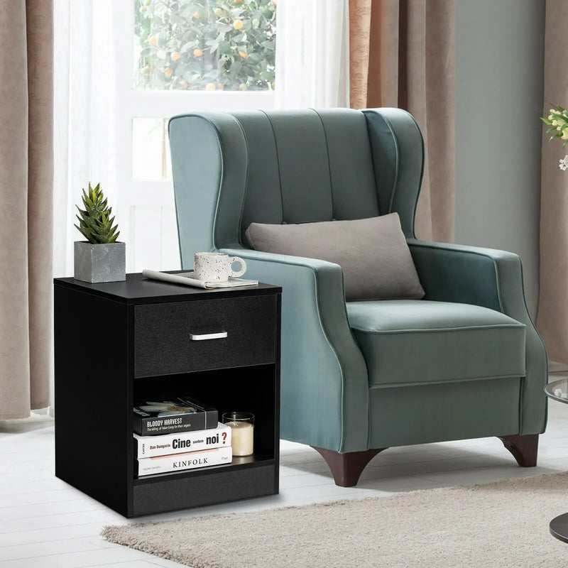 Modern Nightstand with Storage Drawer and Cabinet by DirectDeals