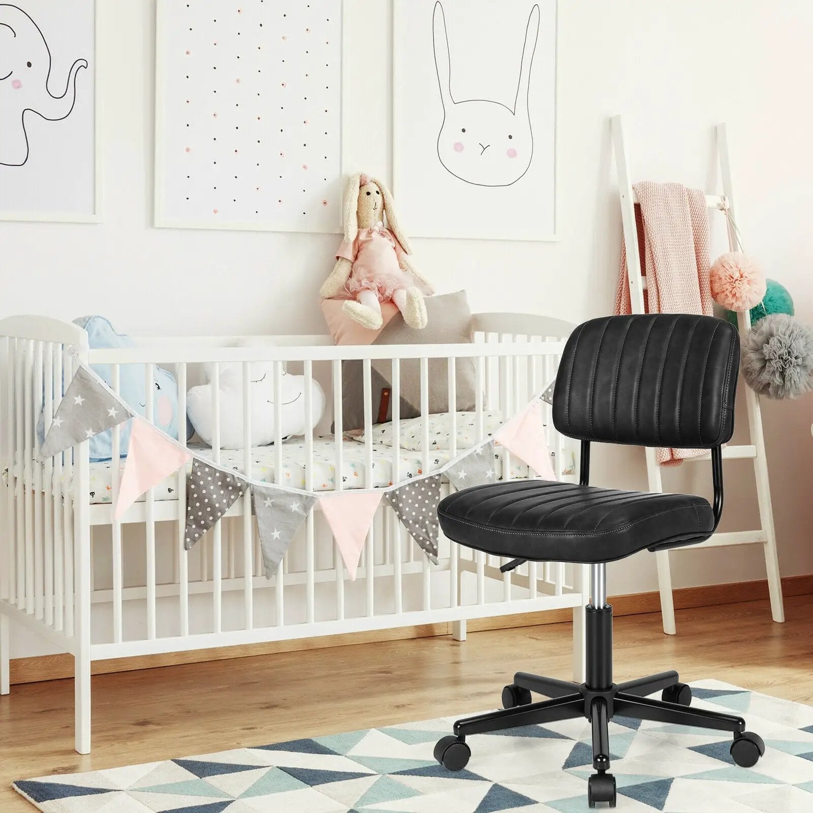 PU Leather Adjustable Office Chair Swivel Task Chair with Backrest by DirectDeals