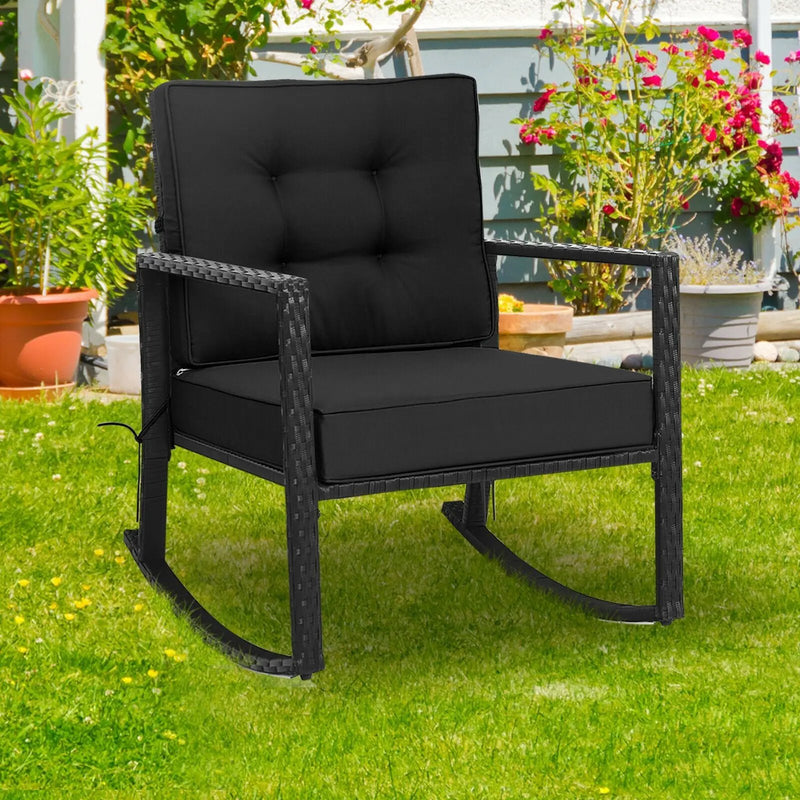 Patio Rattan Rocker Outdoor Glider Rocking Chair Cushion Lawn by DirectDeals