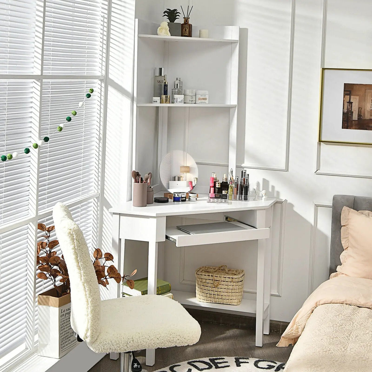 Corner Computer Desk with Hutch and Storage Shelves, photo 2 of 9