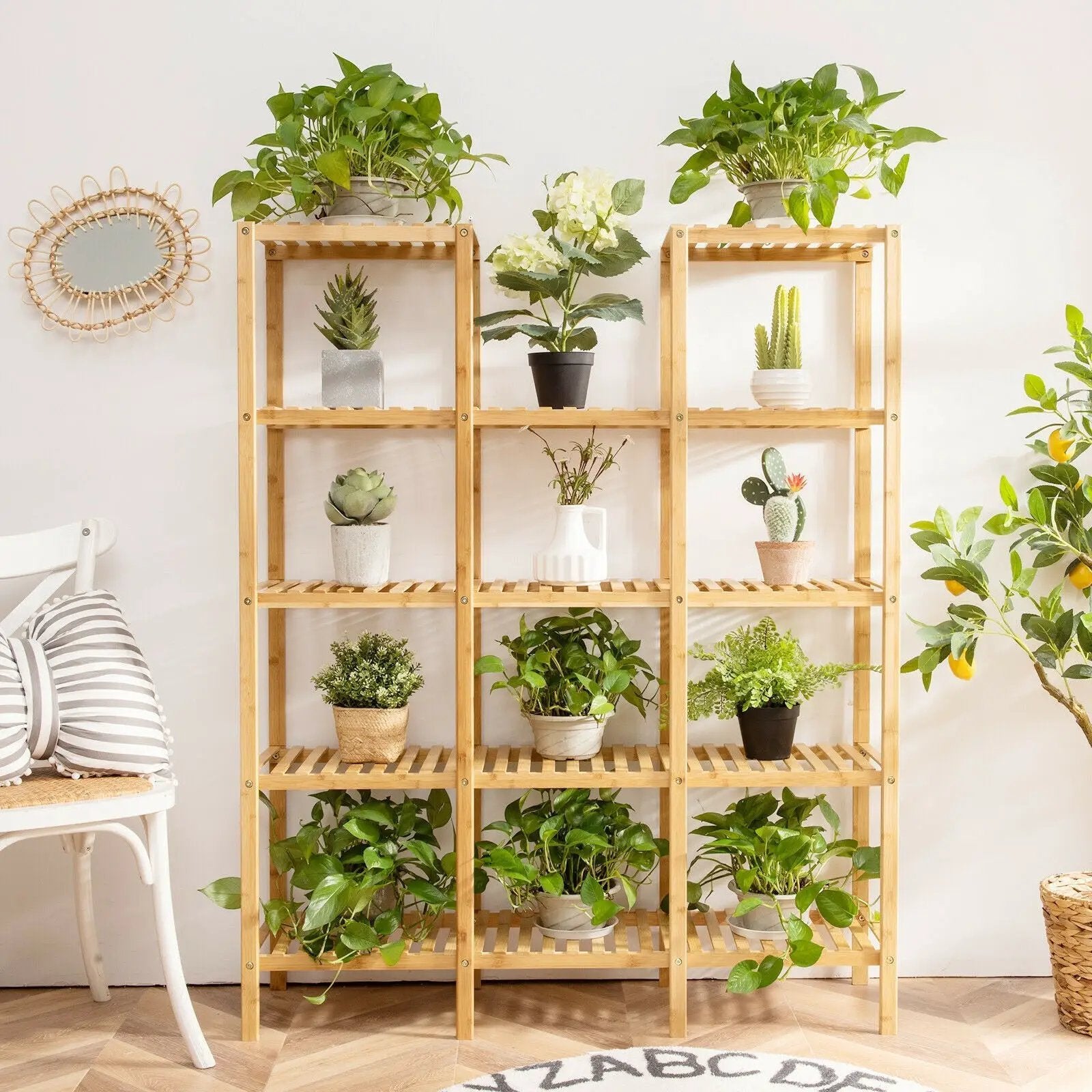 Multifunctional Bamboo Shelf Flower Plant Display Stand by DirectDeals