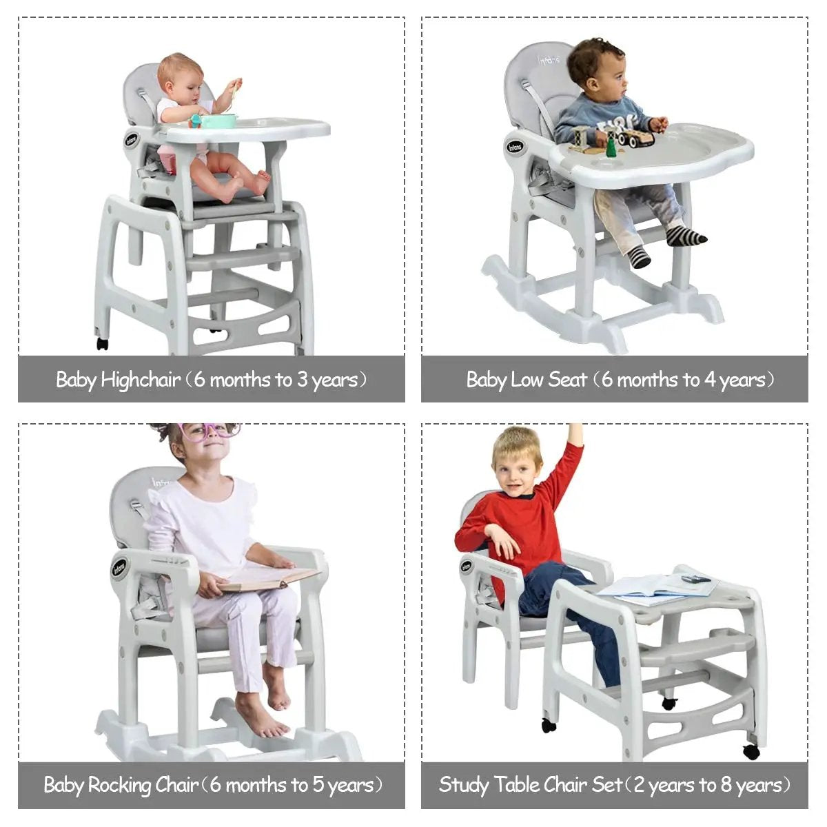 3-in-1 Baby High Chair with Lockable Universal Wheels, photo 4 of 9
