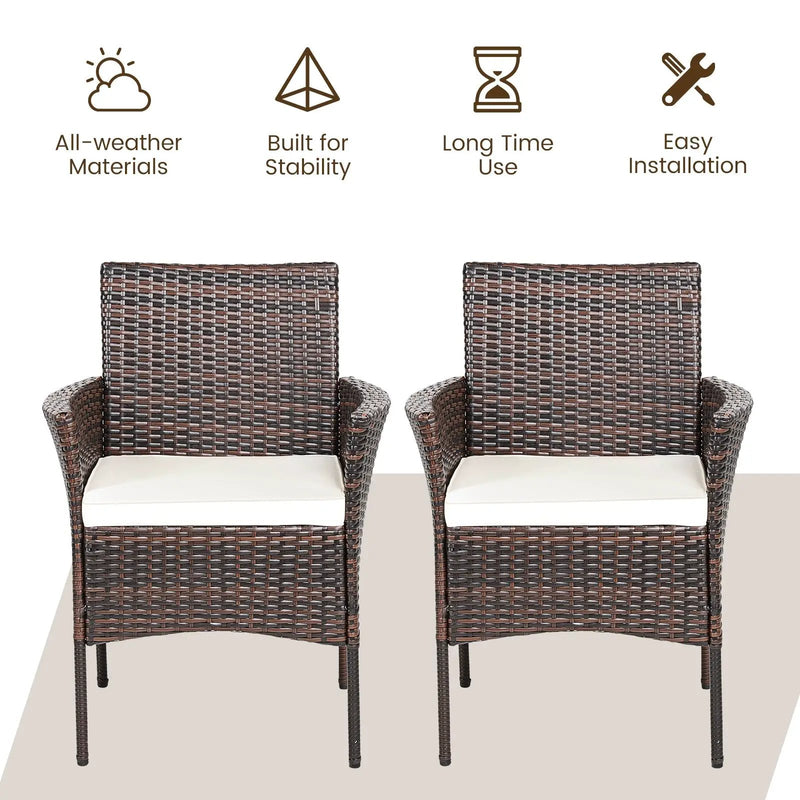 2 Pieces Outdoor PE Rattan Armchairs with Removable Cushions by DirectDeals