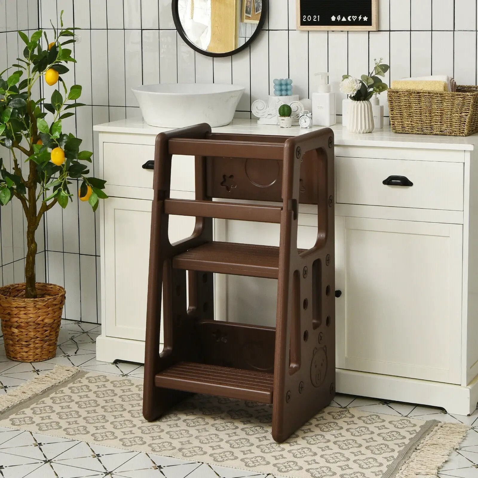 Kids Kitchen Step Stool with Double Safety Rails by DirectDeals