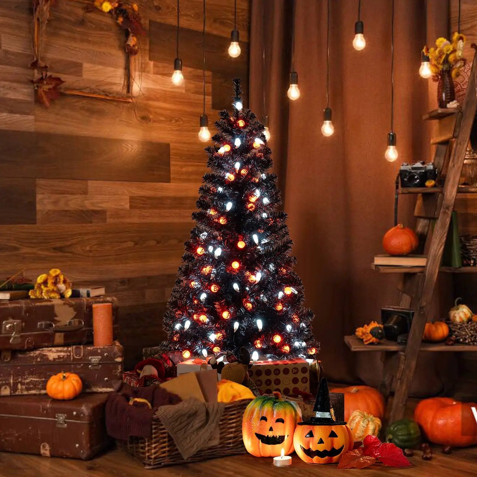 4.5 Feet Artificial Halloween Tree with 6 Lighting Modes and 5 Musics by DirectDeals