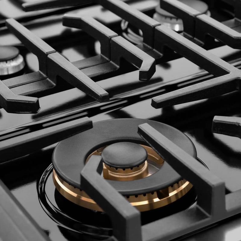 ZLINE 30" Paramount Gas Rangetop Black Stainless Steel Polished Gold SRTBZ-30-G by Farmhouse Kitchen and Bath