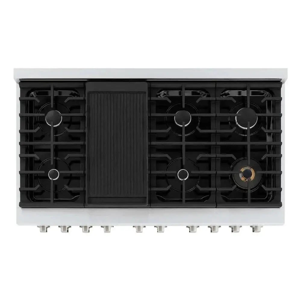 ZLINE 48 In. Gas Range, Stainless Steel, White Matte, SGR-WM-48 by Farmhouse Kitchen and Bath