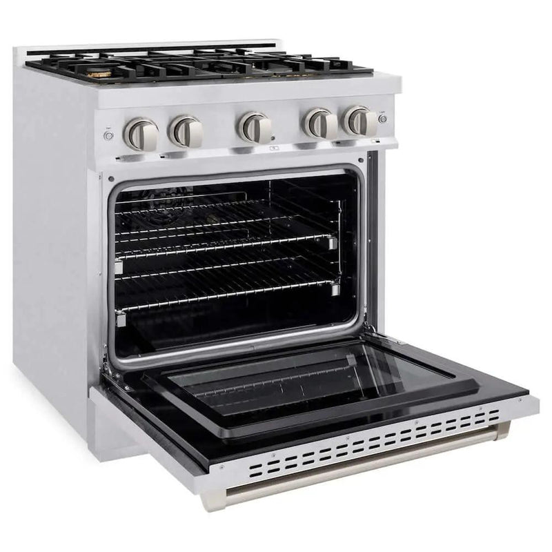 ZLINE 30" Select Gas Range Convection Gas Oven DuraSnow® Stainless Steel Brass Burners HGRS-BR-30 by Farmhouse Kitchen and Bath