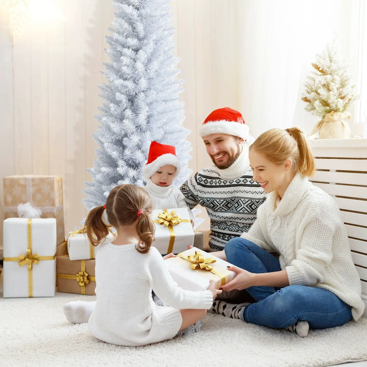 6 Feet Unlit Artificial Slim Pencil Christmas Tree with Metal Stand, photo 6 of 10