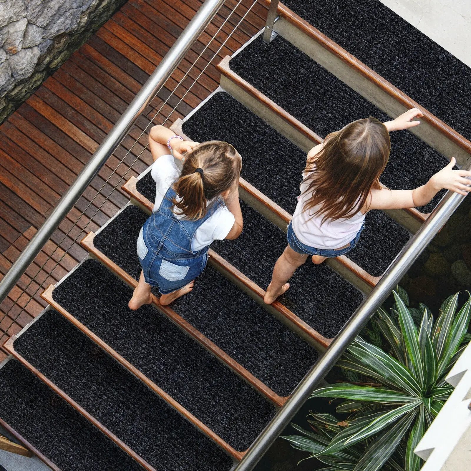 15 Pieces 30 x 8 Inch Slip Resistant Soft Stair Treads Carpet by DirectDeals