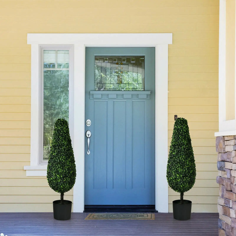 2 Pack 3 Feet Artificial Tower UV Resistant Indoor Outdoor Topiary Tree by DirectDeals