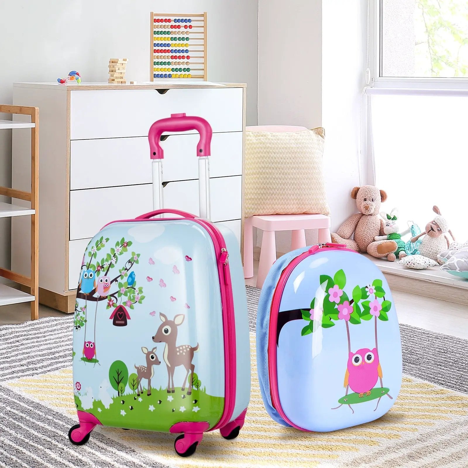 2 Pieces ABS Kids Suitcase Backpack Luggage Set by DirectDeals