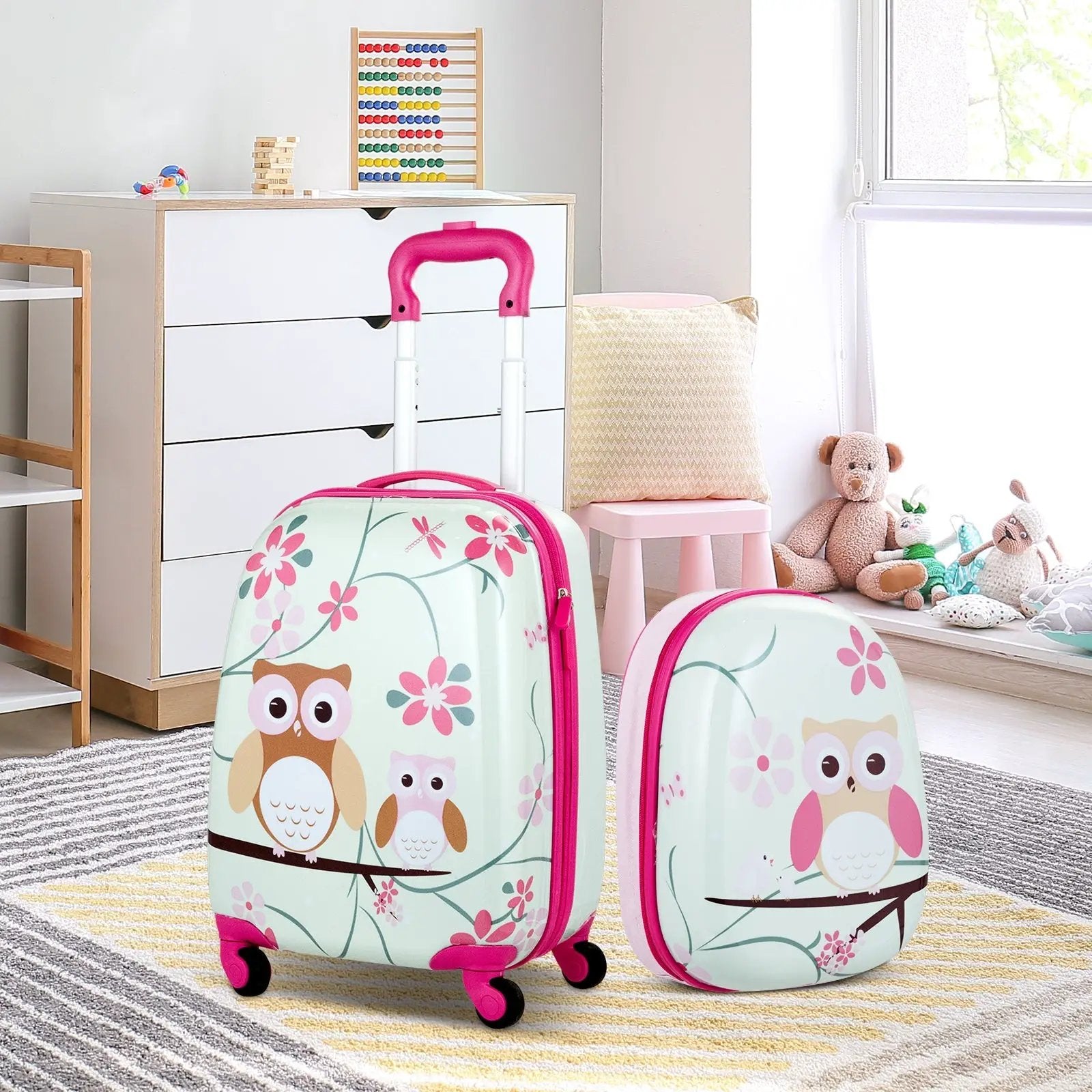 2 Pieces 12 Inch 16 Inch Green ABS Kids Suitcase Luggage Set by DirectDeals