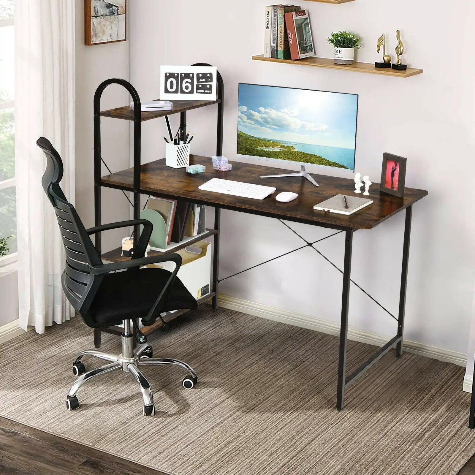 48-Inch Reversible Computer Desk with Storage Shelf by DirectDeals