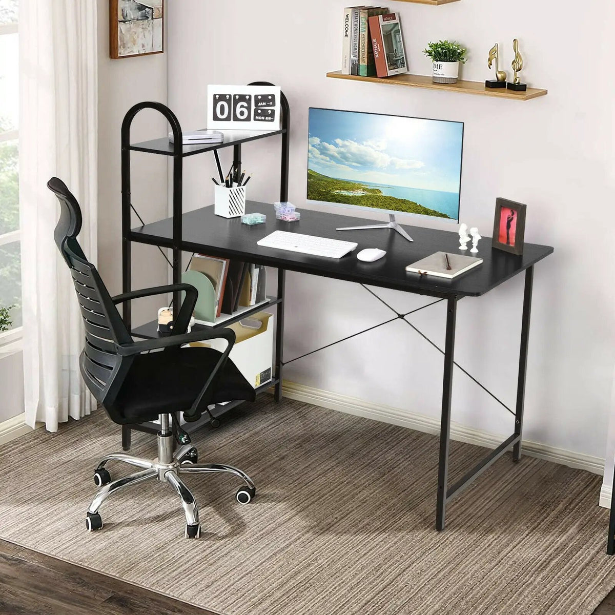 48-Inch Reversible Computer Desk with Storage Shelf, photo 2 of 16