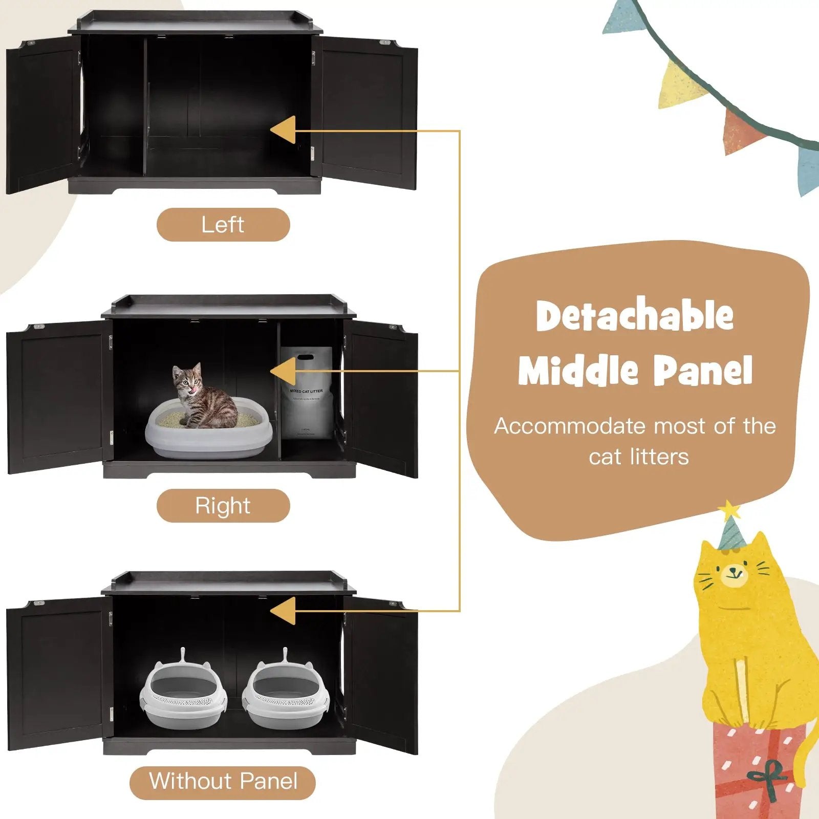 Cat Litter Box Enclosure with Double Doors for Large Cat and Kitty by DirectDeals