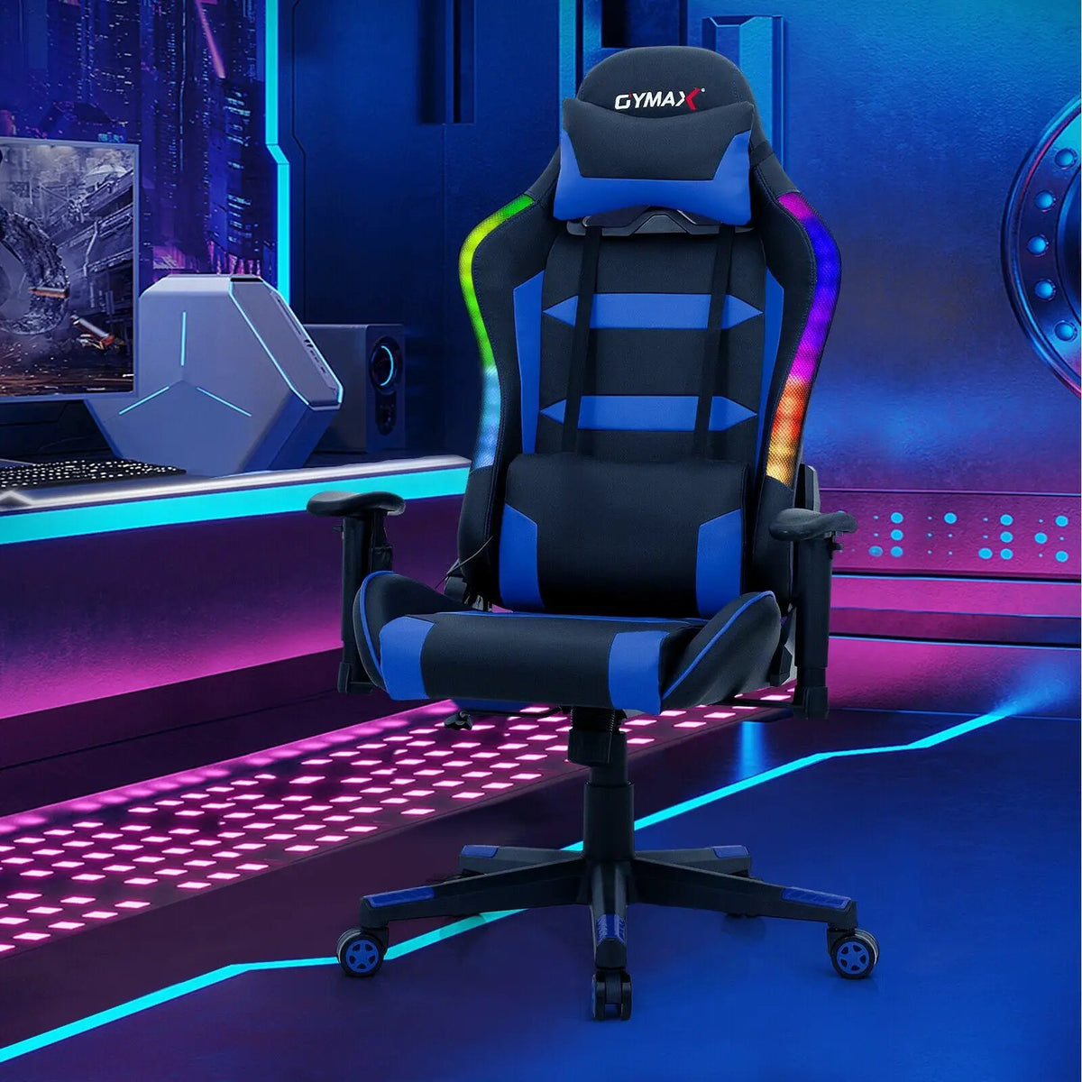 Adjustable Swivel Gaming Chair with LED Lights and Remote, photo 31 of 32