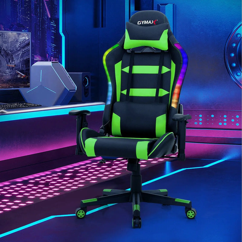 Adjustable Swivel Gaming Chair with LED Lights and Remote by DirectDeals