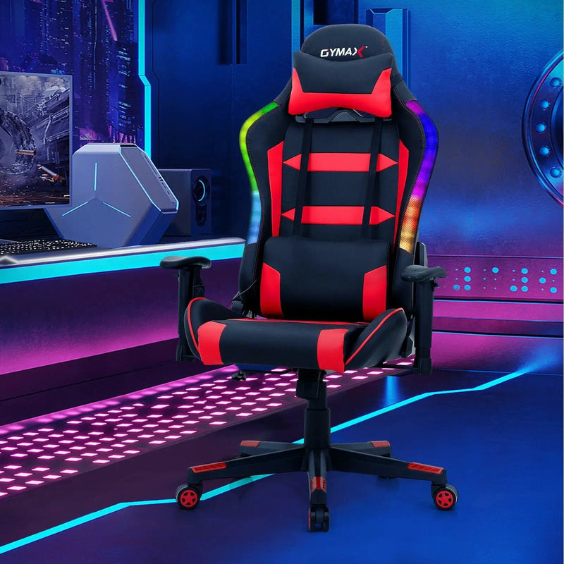Adjustable Swivel Gaming Chair with LED Lights and Remote by DirectDeals