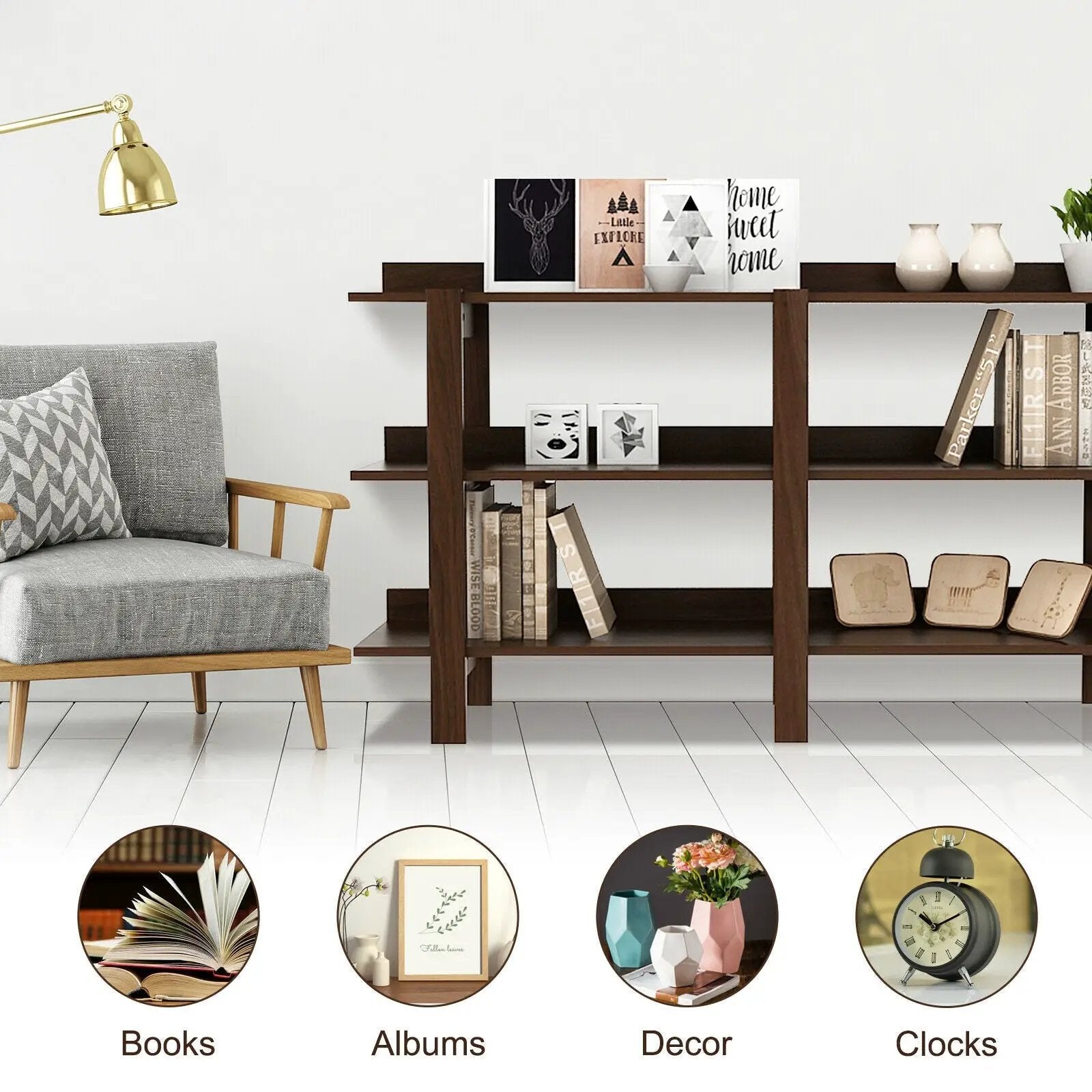 59 Inch Console Table with 3-tier Open Shelf for Front Hall Hallway and Foyer by DirectDeals