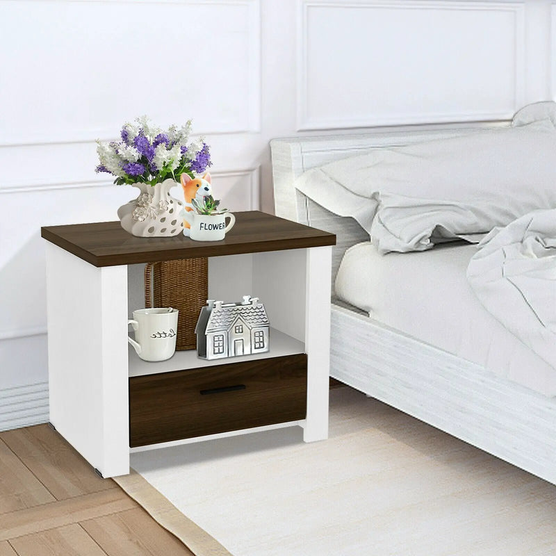 Accent Nightstand with Drawer and Open Shelf by DirectDeals