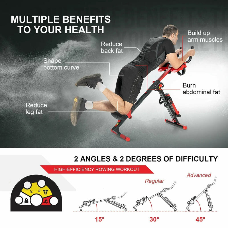 4-in-1 Folding Rowing Machine with Control Panel for Home Gym by DirectDeals